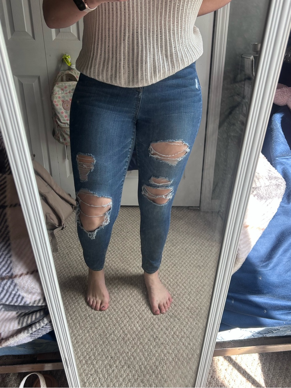 American eagle High-Rise Distressed Skinny Jeans - Blue